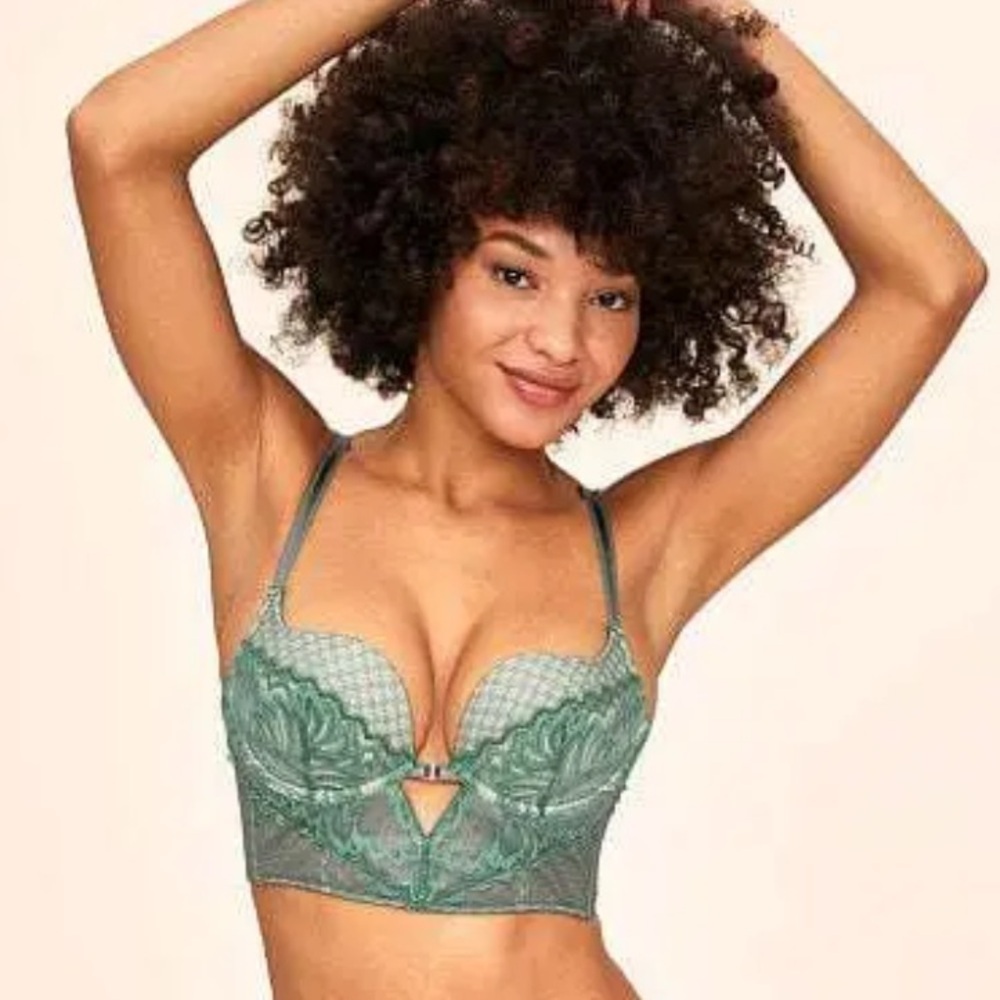 Adore Me Camilla Push-Up Longline Bra in Green‎ Size 34C
